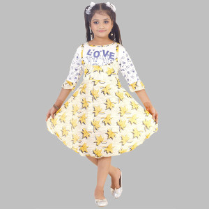 Girls Round Neck Printed Frock